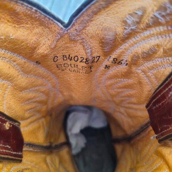 Boulet western cowboy boots, leather, handmade in Canada, Rare sz 5, Unisex - Picture 3 of 9